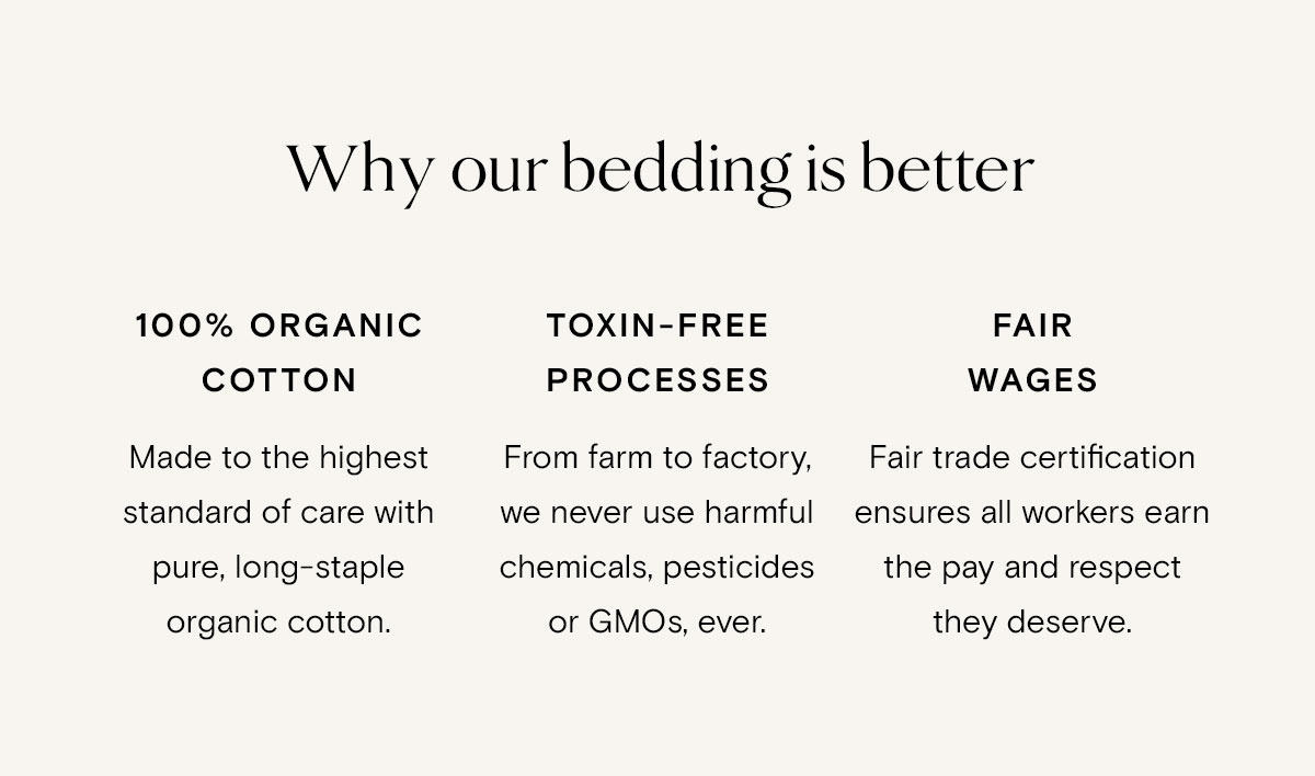 Why our bedding is better | 100% organic cotton | Toxin-free Processes | Fair Wages