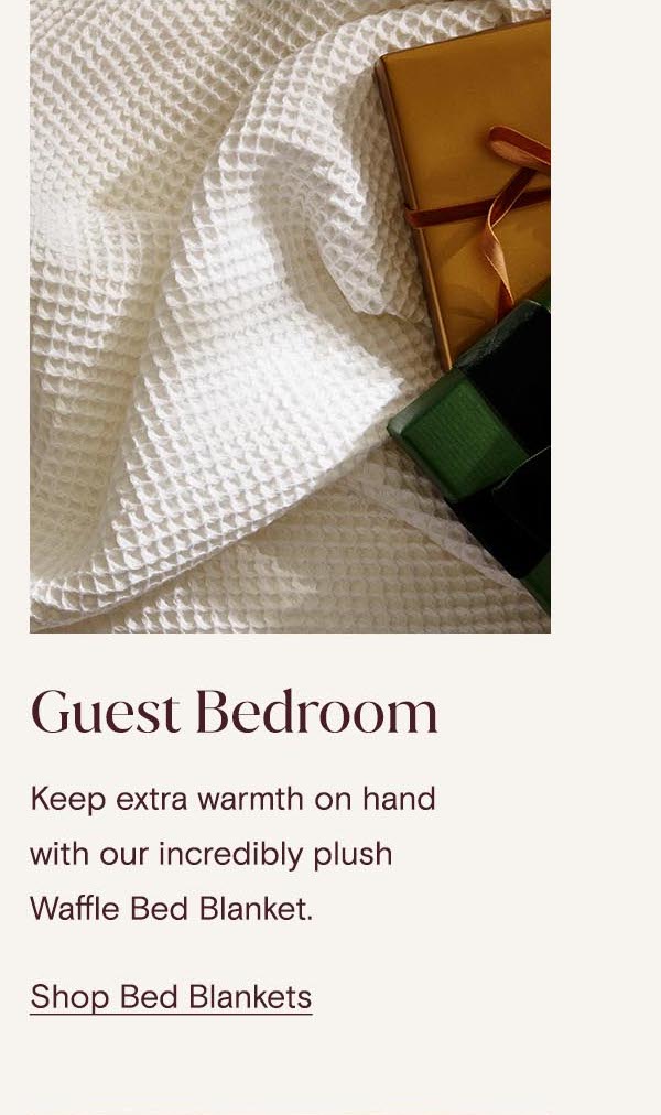 Guest Bedroom | Keep extra warmth on hand with our incredibly plush Waffle Bed Blanket. Shop Bed Blankets