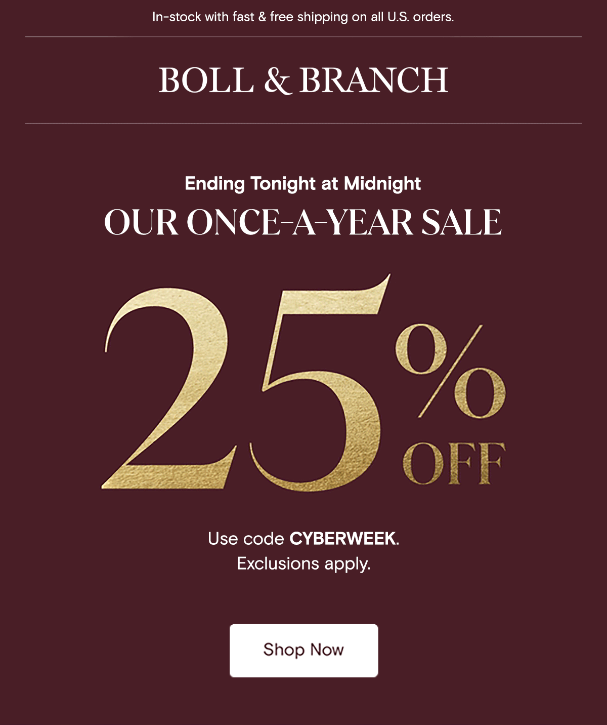 In-stock with fast & free shipping on all U.S. orders. Boll & Branch