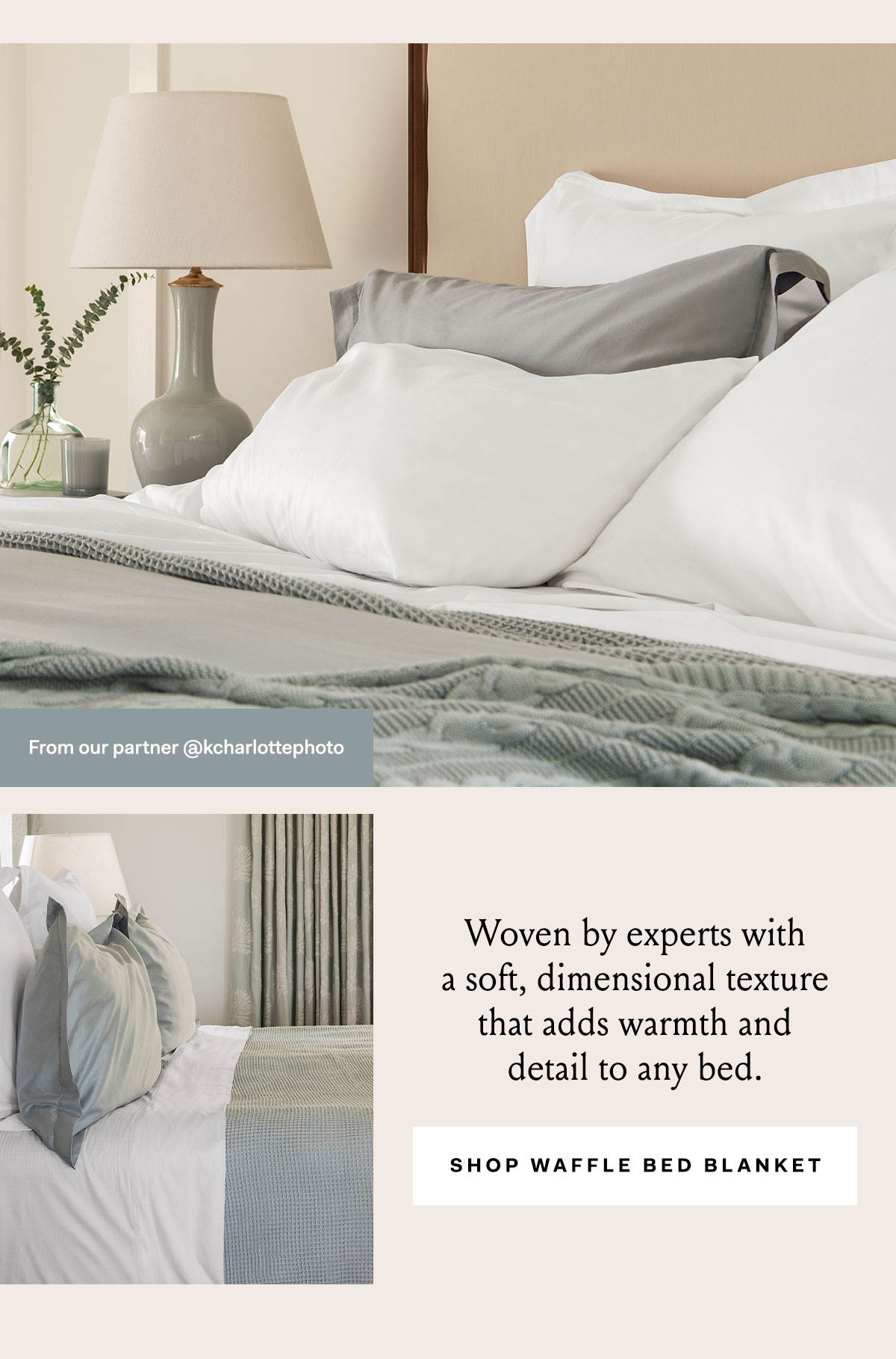  Woven by experts with a soft, dimensional texture that adds warmth and detail to any bed. From our partner @shannonclaire Shop Waffle Bed Blanket
