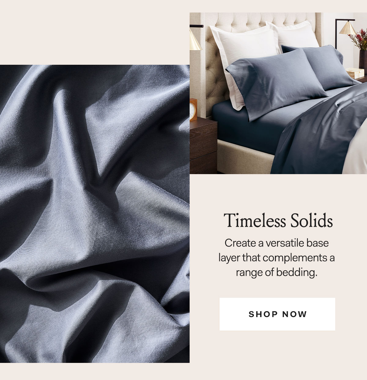 Timeliness Solids | Create a versatile base layer that complements a range of bedding. Shop Now