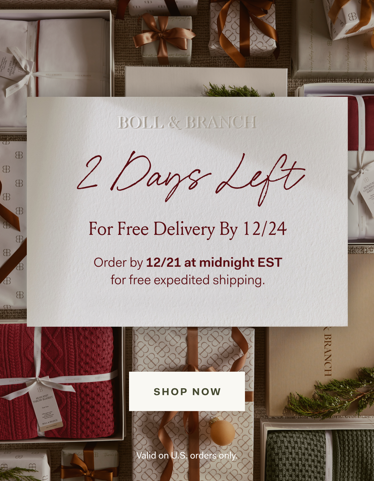 For Free Delivery By 12/24 | Order by 12/21 at midnight EST | for free expedited shipping. | SHOP NOW Valid on U.S. orders onlu