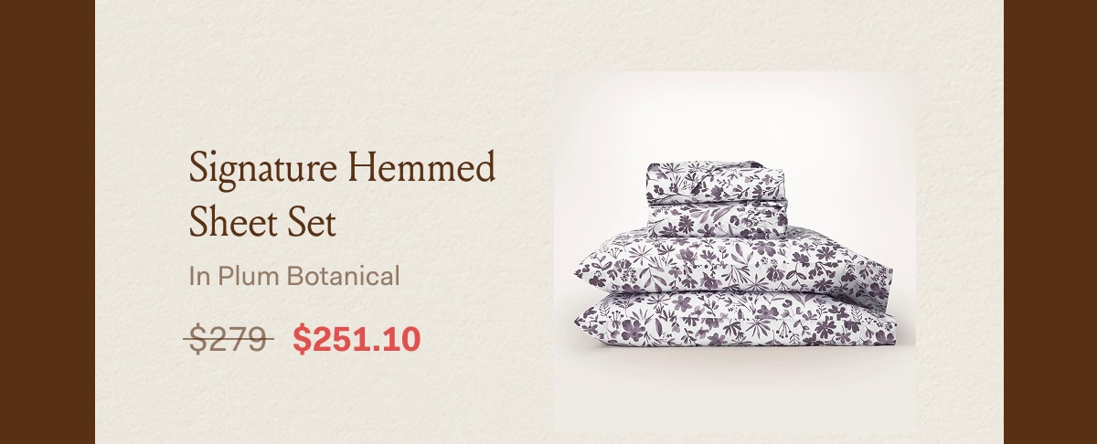 Signature Hemmed Sheet Set In Plum Botanical $251.10