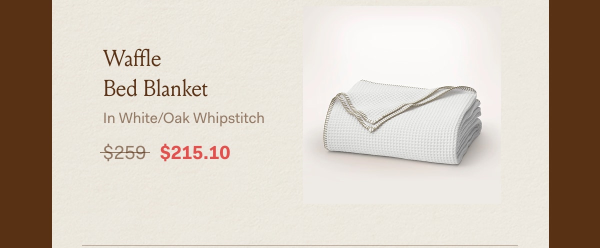 Waffle Bed Blanket In White/Oak Whipstitch $215.10