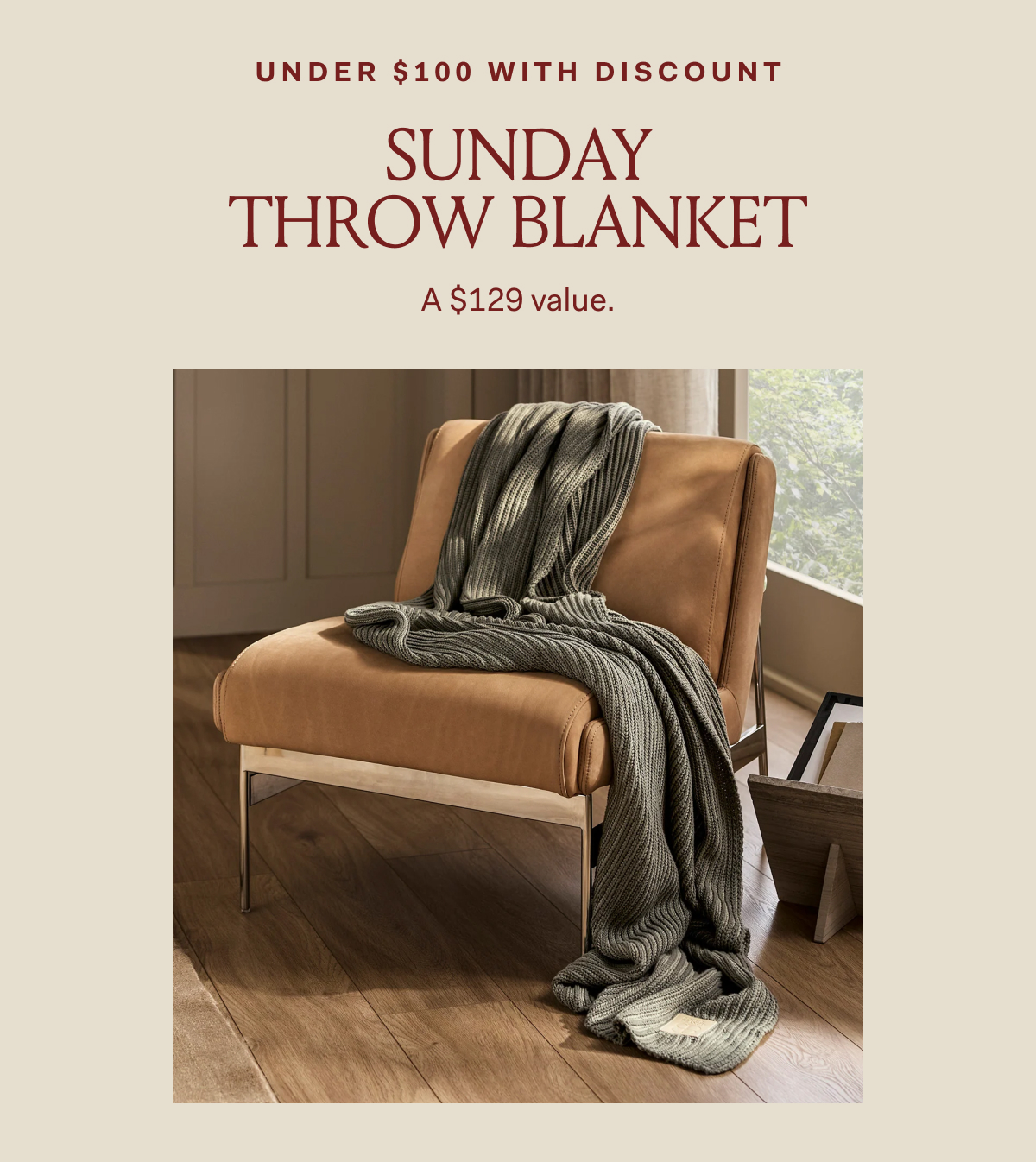 UNDER $100 WITH DISCOUNT SUNDAY THROW BLANKET A $129 value.
