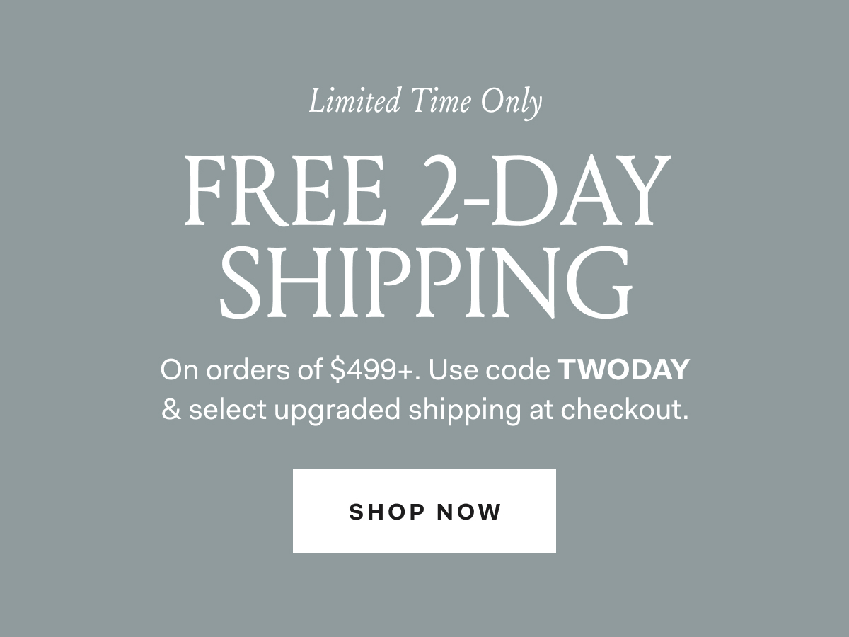 Limited Time Only Free 2-Day Shipping On orders of $499+. Use code TWODAY & select upgraded shipping at checkout. Shop Now