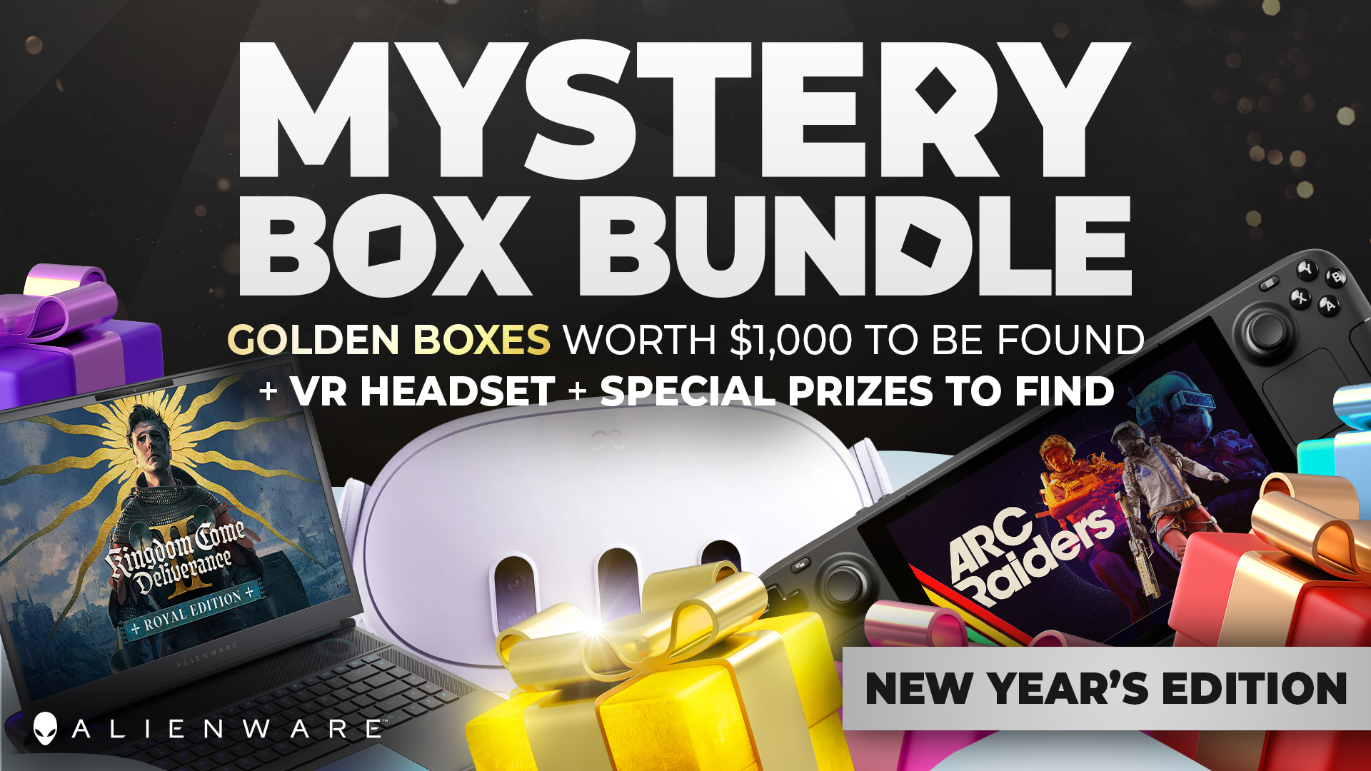 Mystery Box Bundle: New Year's Edition! Golden Boxes worth $1,000* to be found + Game of the Year AAA Packs + special prizes to find!