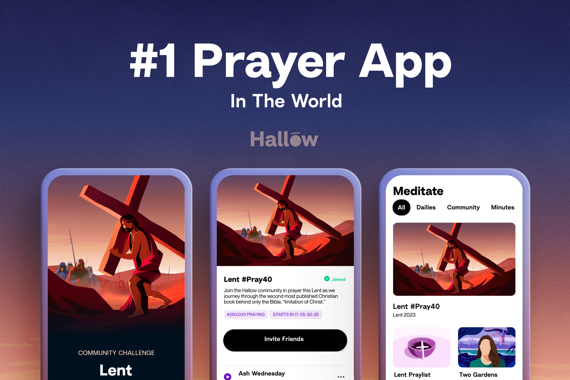 Hallow is the #1 Prayer App in the world, screenshots of the app