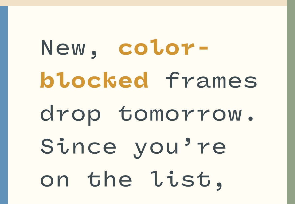 New Frames drop tomorrow