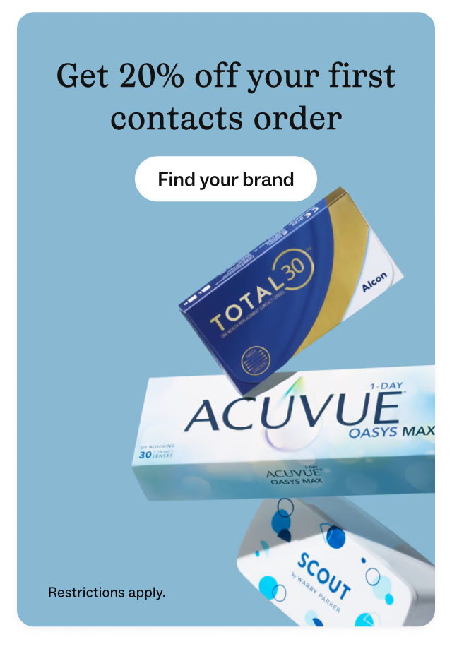 For a limited time, save 25% on your first contacts order - Find your brand