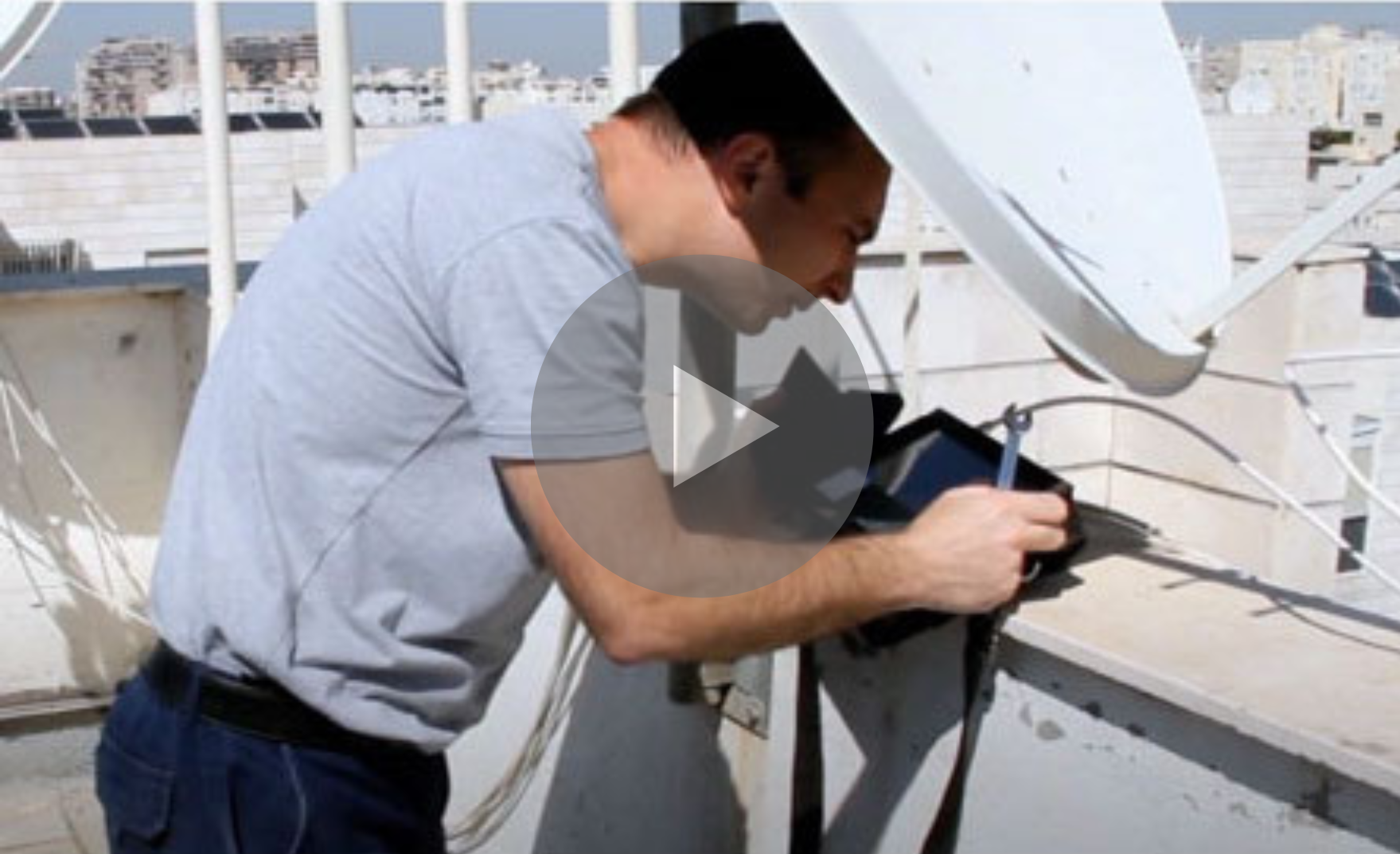 The man cuts the cable