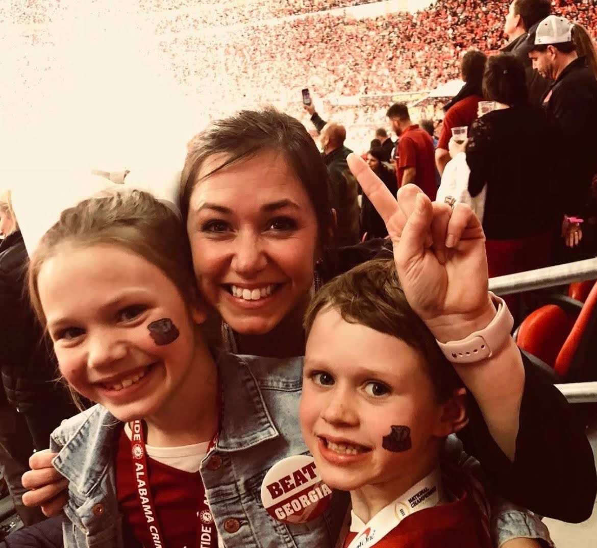 Katie and her kids at Alabama game