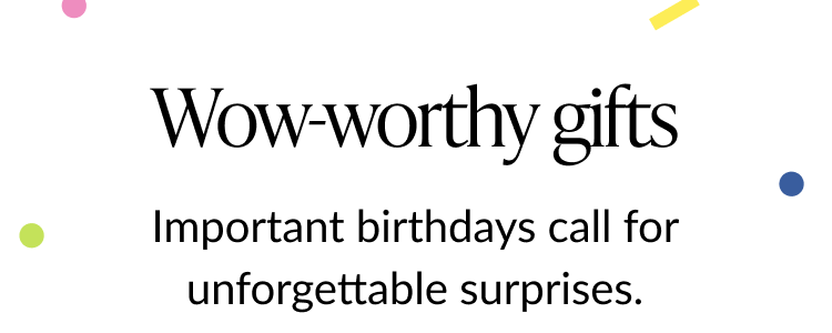 A banner with text that reads ''wow-worthy gifts''.