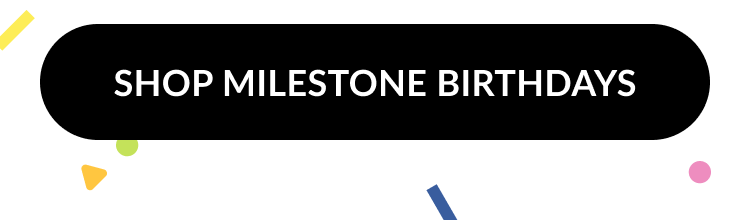 A black button with text that reads ''Shop Milestone Birthdays''.