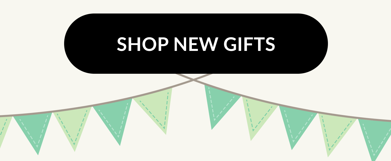 A black button with text that reads ''Shop New Gifts''.