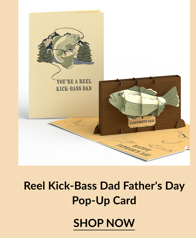 A father's day pop-up card featuring a bass.
