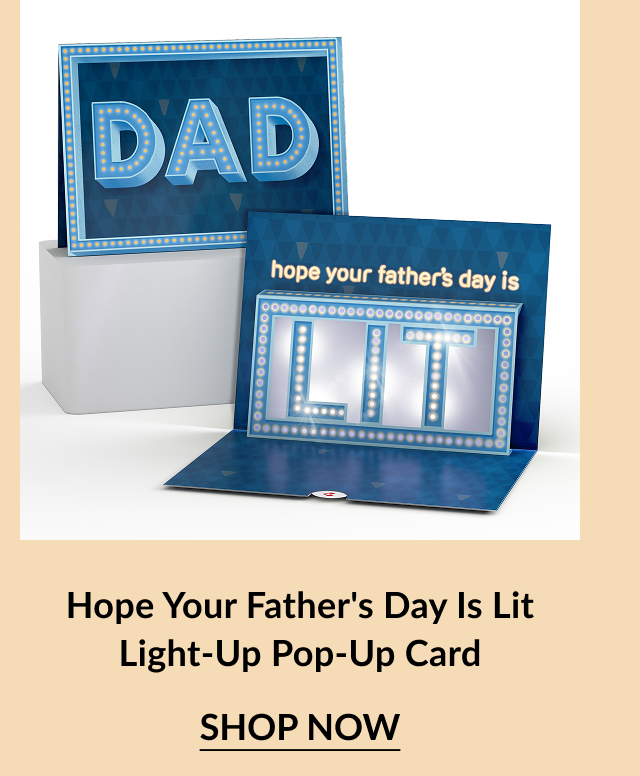 A father's day pop-up light up card.