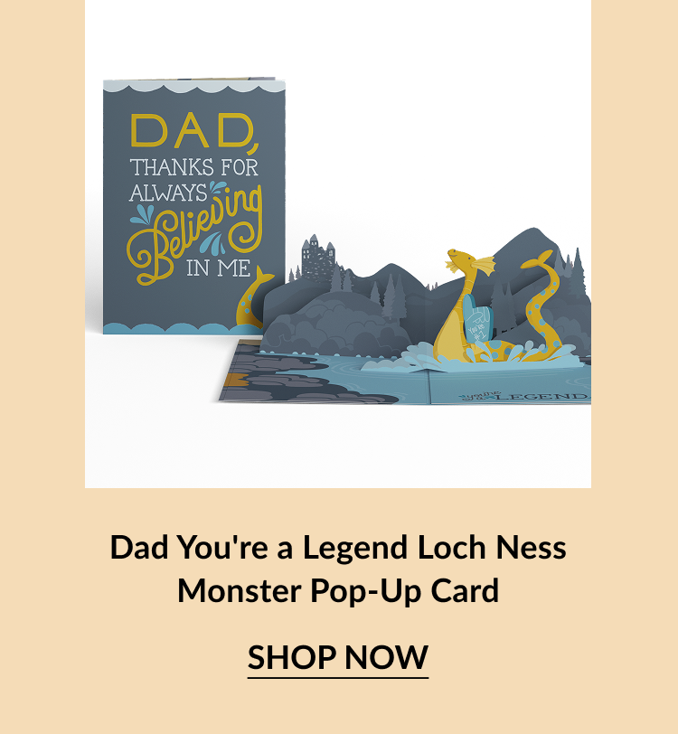 A father's day pop-up card featuring the loch ness monster. 