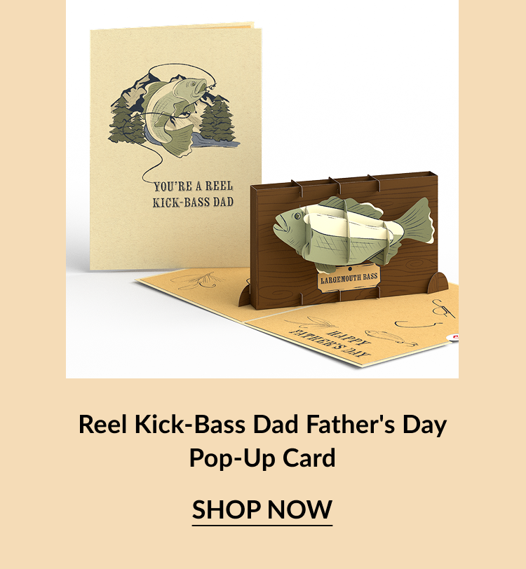 A father's day pop-up card featuring a bass.