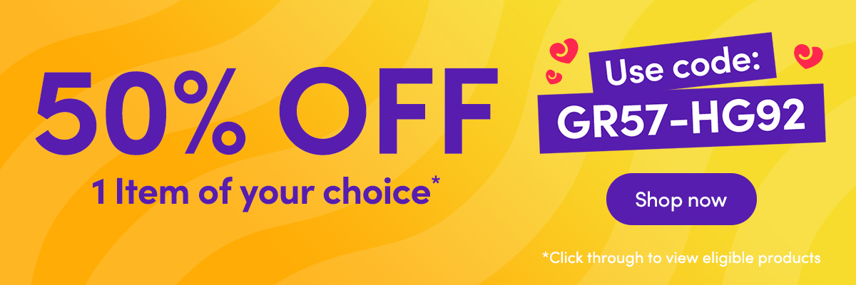 50% Off 1 Item of your choice