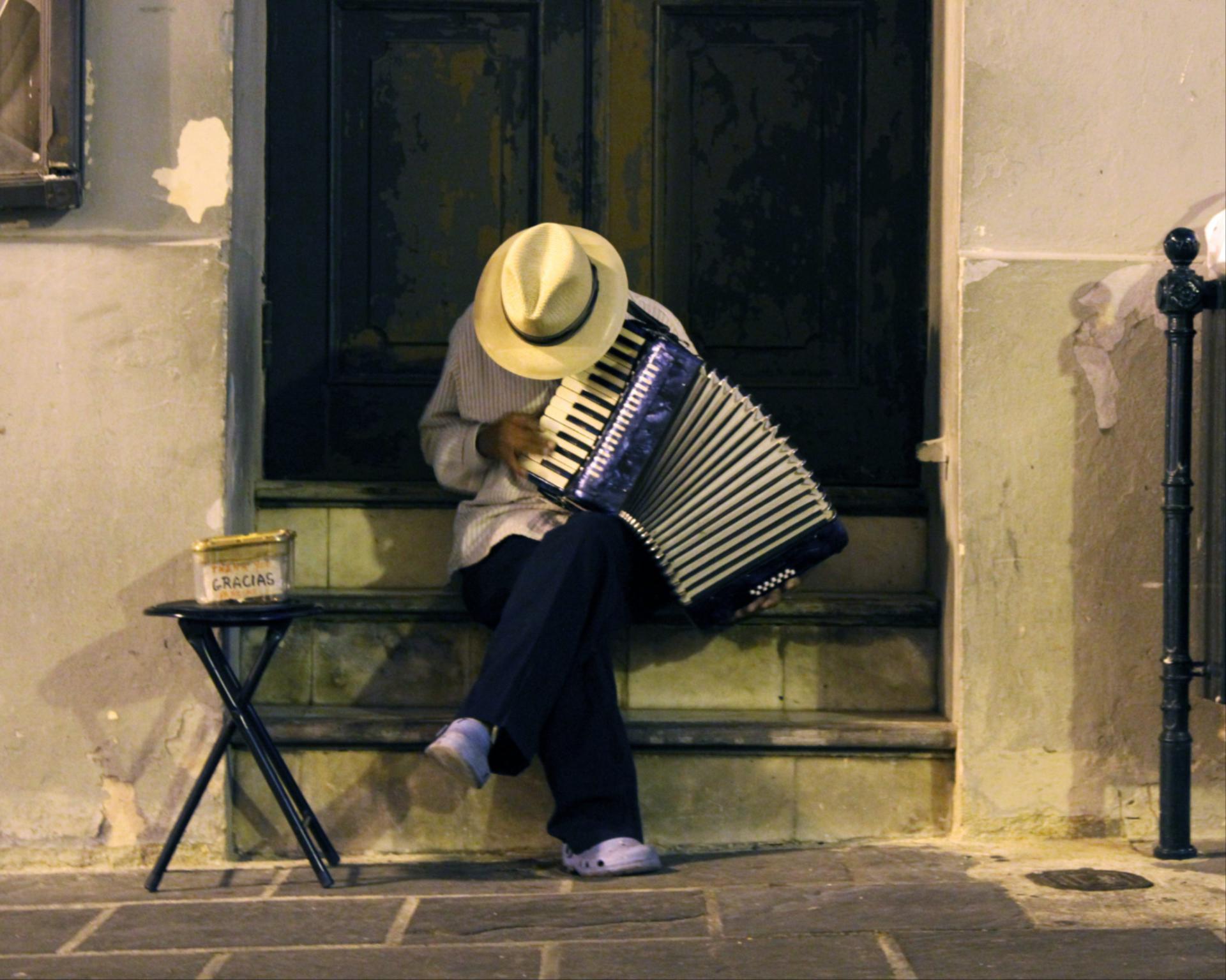 Man playing accordion