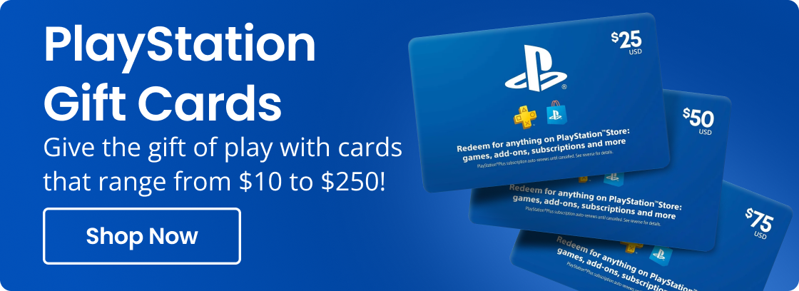 PlayStation Gift Cards | Give the gift of play with cards that range from $10 to $250! | Shop Now
