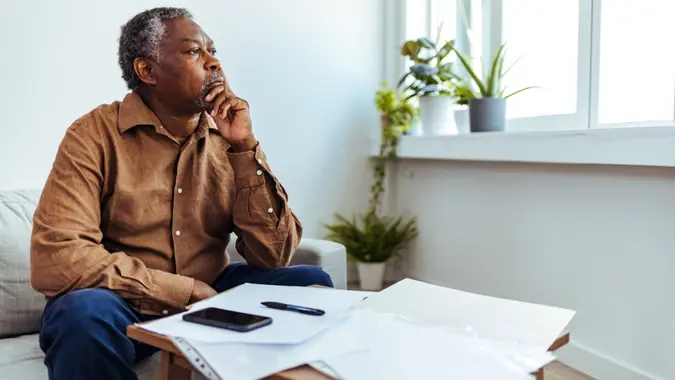 man going over finances 