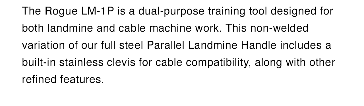 Dual-purpose training tool designed for landmine and cable machine work.