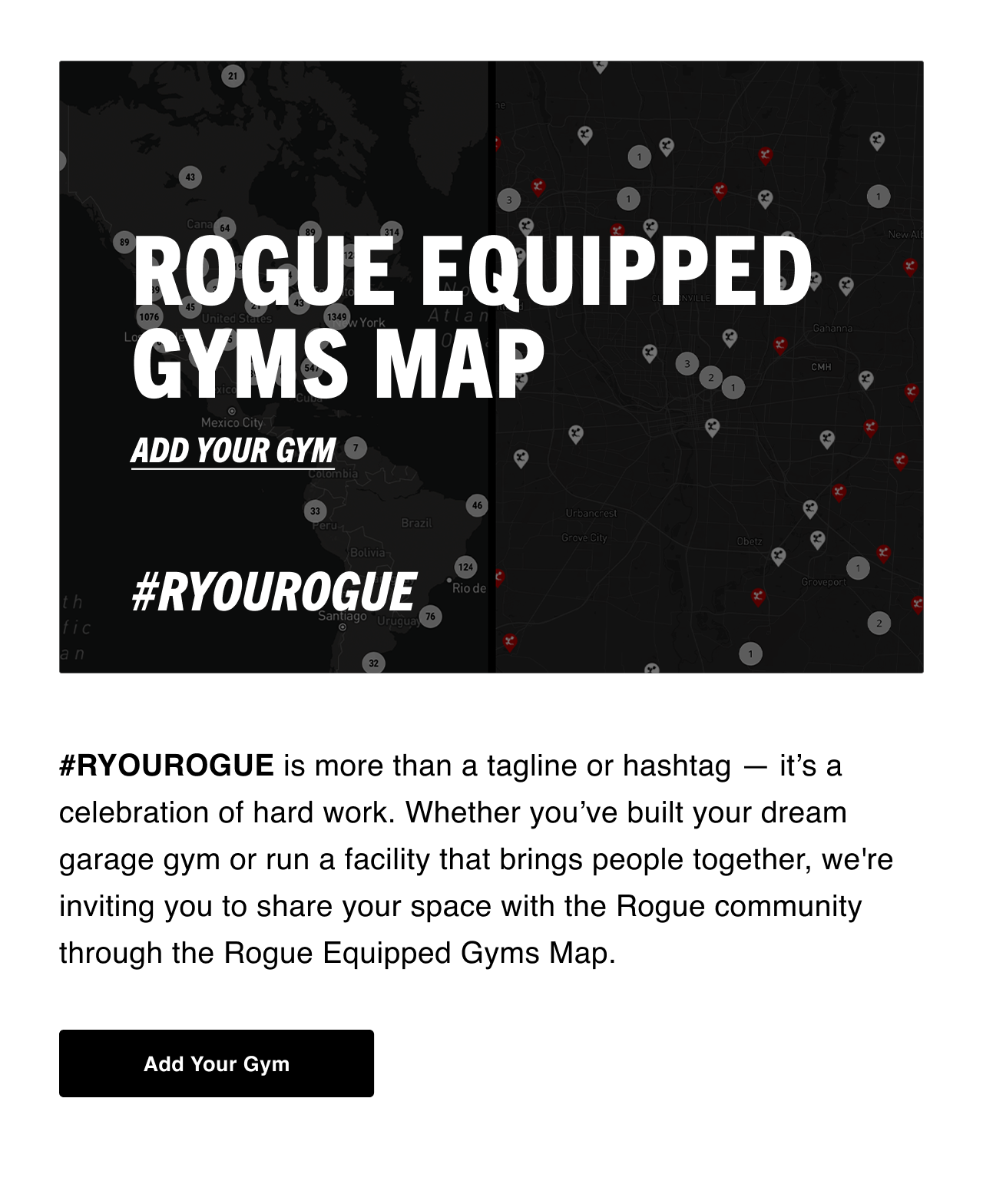 Rogue Equipped Gum Map - Add Your Gym