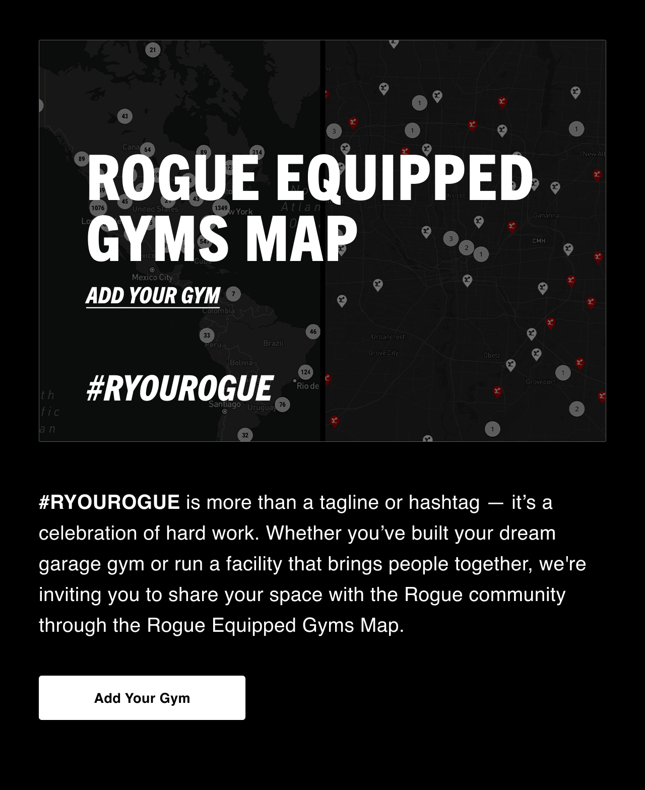 Rogue Equipped Gum Map - Add Your Gym