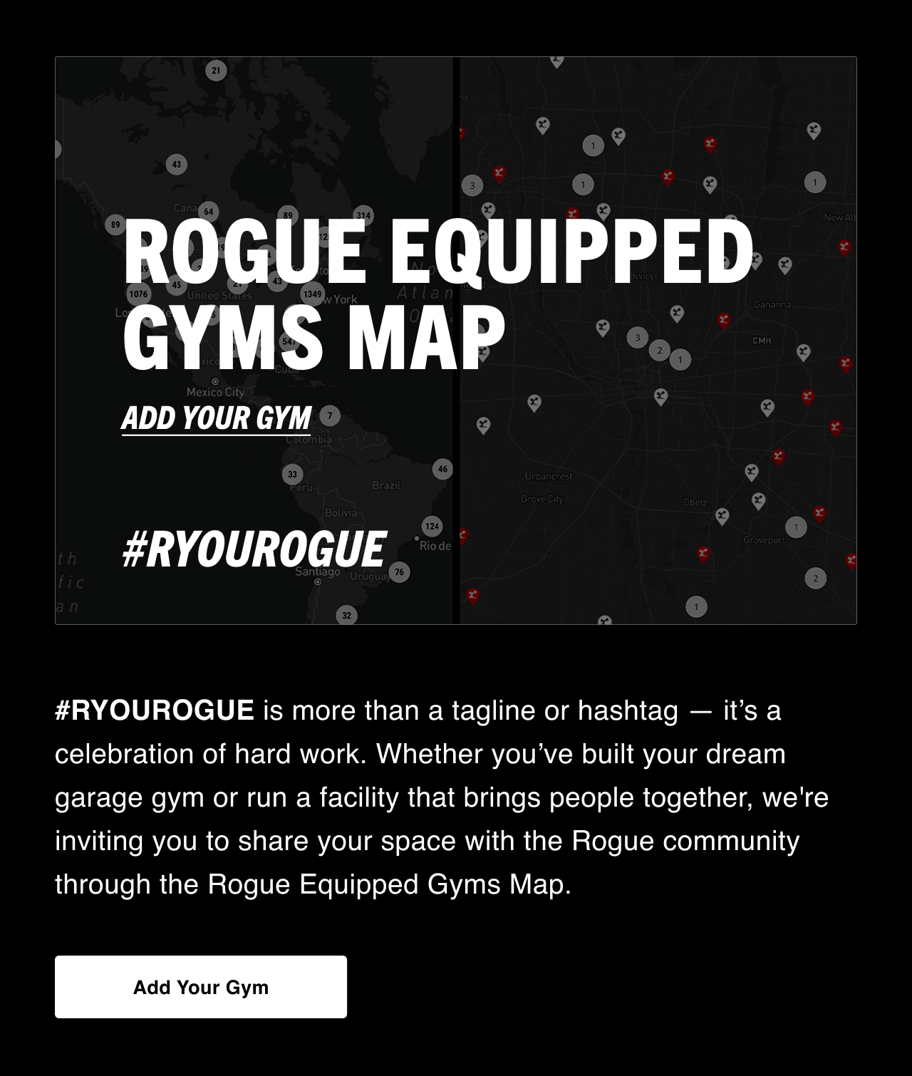 Rogue Equipped Gum Map - Add Your Gym