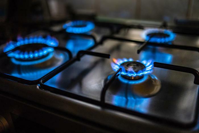Gas stove with burners on 