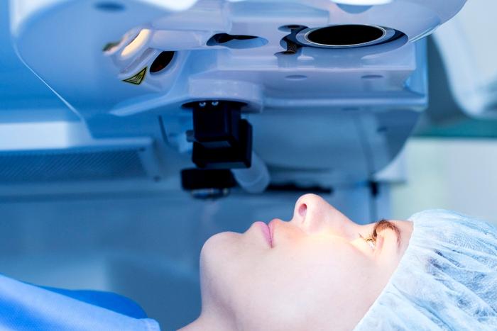 Woman getting LASIK surgery