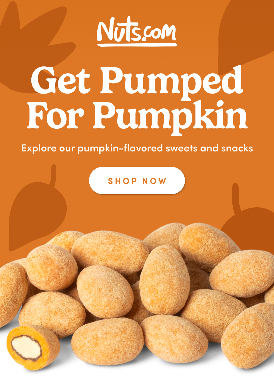 Nuts.com; Get Pumped For Pumpkin Explore our pumpkin-flavored sweets and snacks SHOP NOW