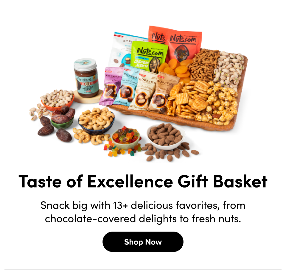 Taste of Excellence Gift Basket Snack big with 13+ delicious favorites, from chocolate-covered delights to fresh nuts. Shop Now