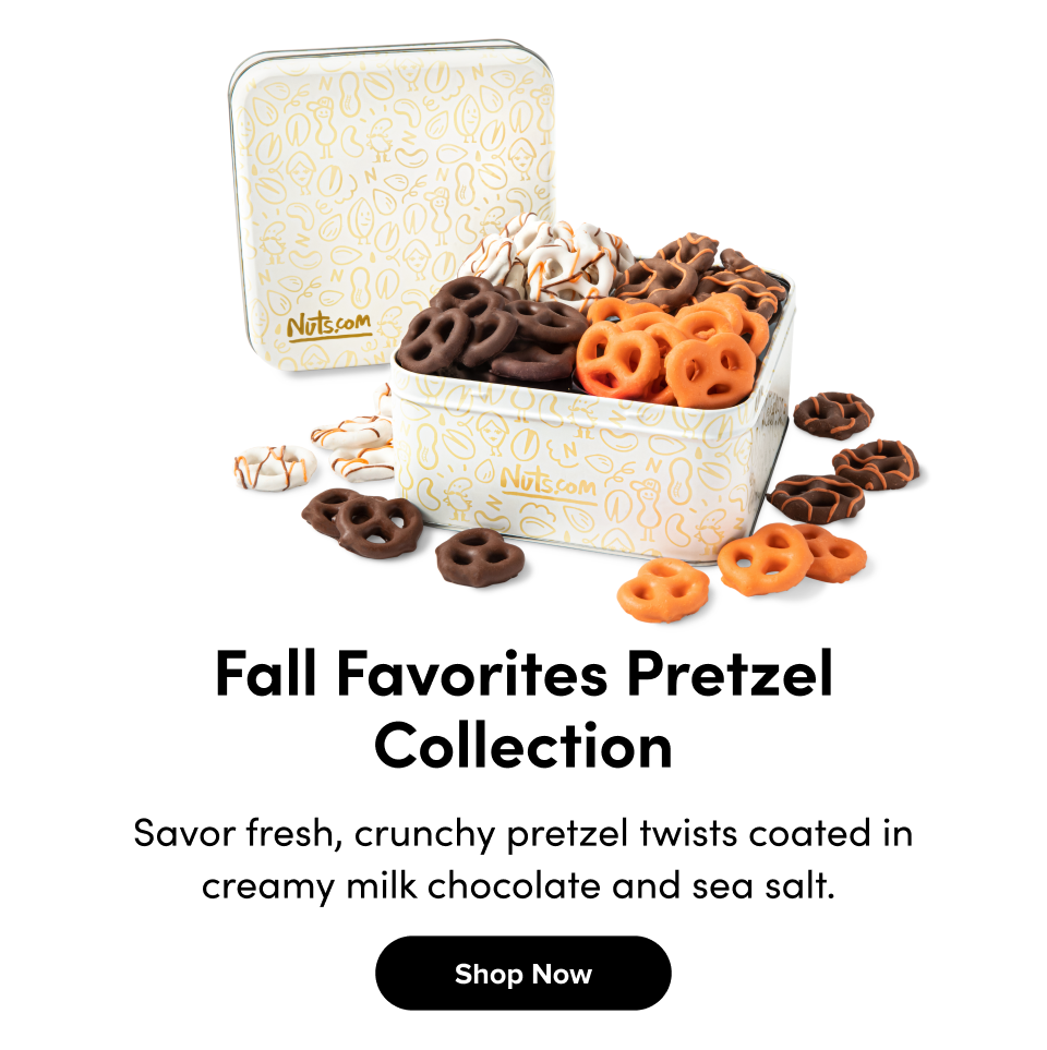 Fall Favorites Pretzel Collection; Savor fresh, crunchy pretzel twists coated in creamy milk chocolate and sea salt. Shop Now