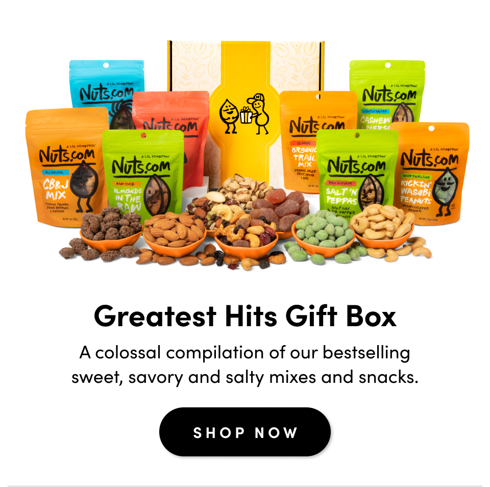 Greatest Hits Gift Box A colossal compilation of our bestselling sweet, savory and salty mixes and snacks. SHOP NOW