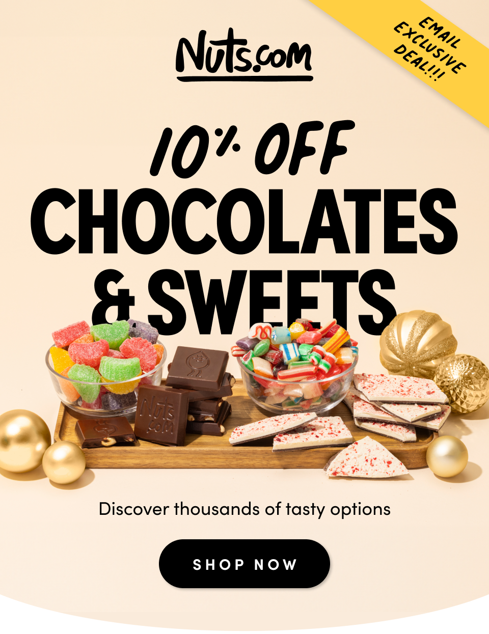 Nuts.com; 10% Off Chocolates & Sweets; Shop Now