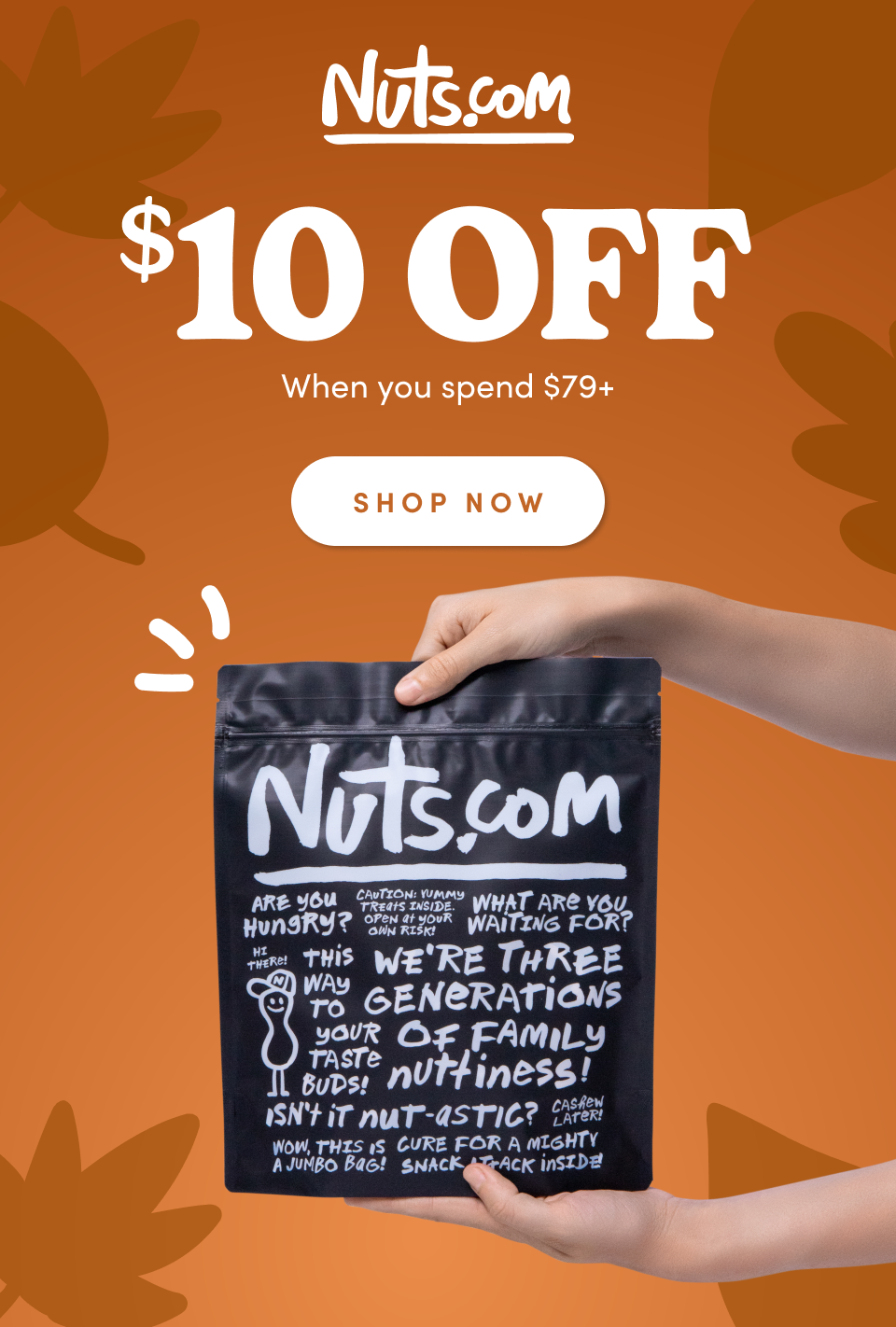 Nuts.com; $10 OFF when you spend $79+ Shop Now