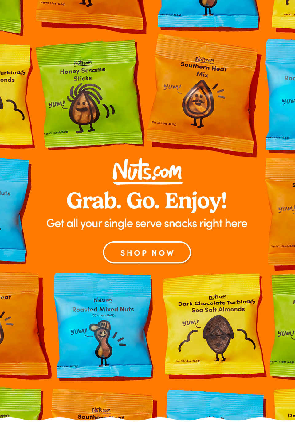 Nuts.com; Grab. Go. Enjoy! Get all your single serve snacks right here Shop NOW