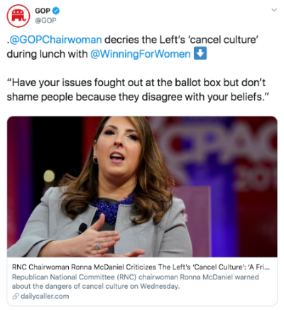 GOP Tweet about WFW Lunch with Ronna McDaniel