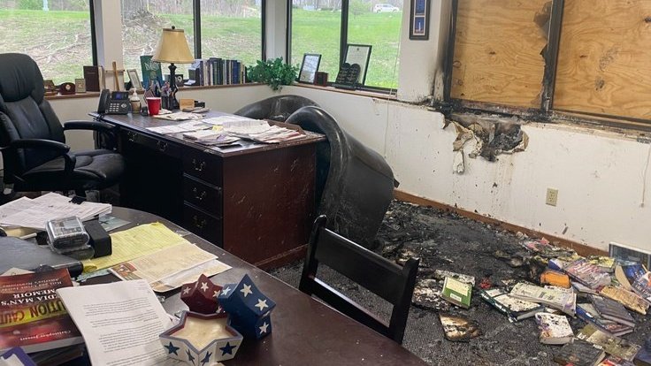 A firebombed office (Free Beacon)