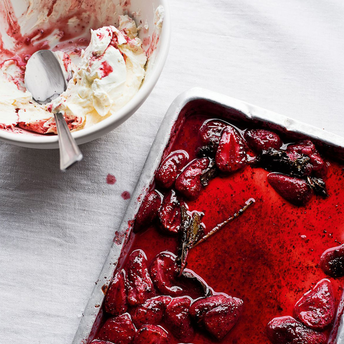 Sumac-roasted Strawberries with Yoghurt Cream