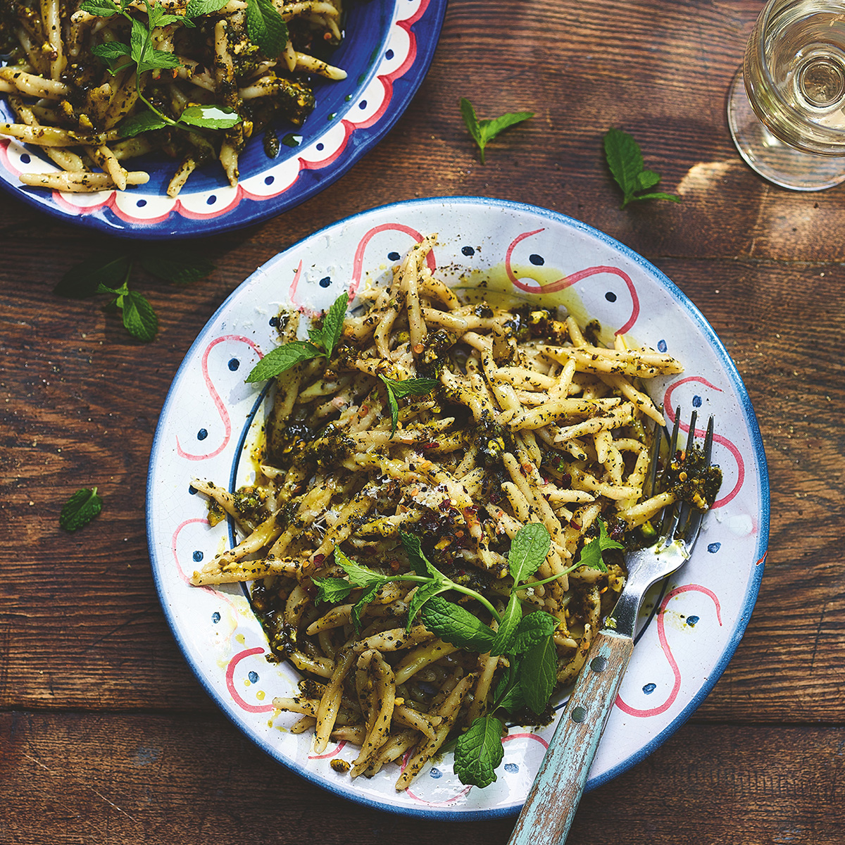 Trofie Pasta with Pistachio and Mint Pesto