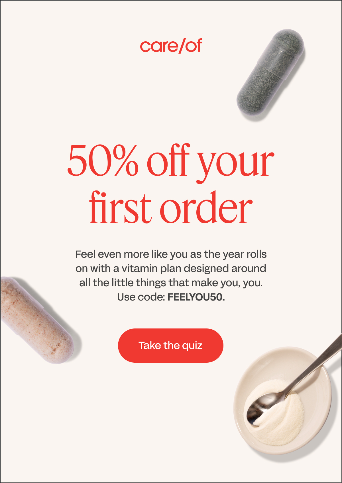 50 percent off your first order 