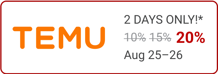 TWO DAYS ONLY: Aug 25-26: Earn 20% with Temui