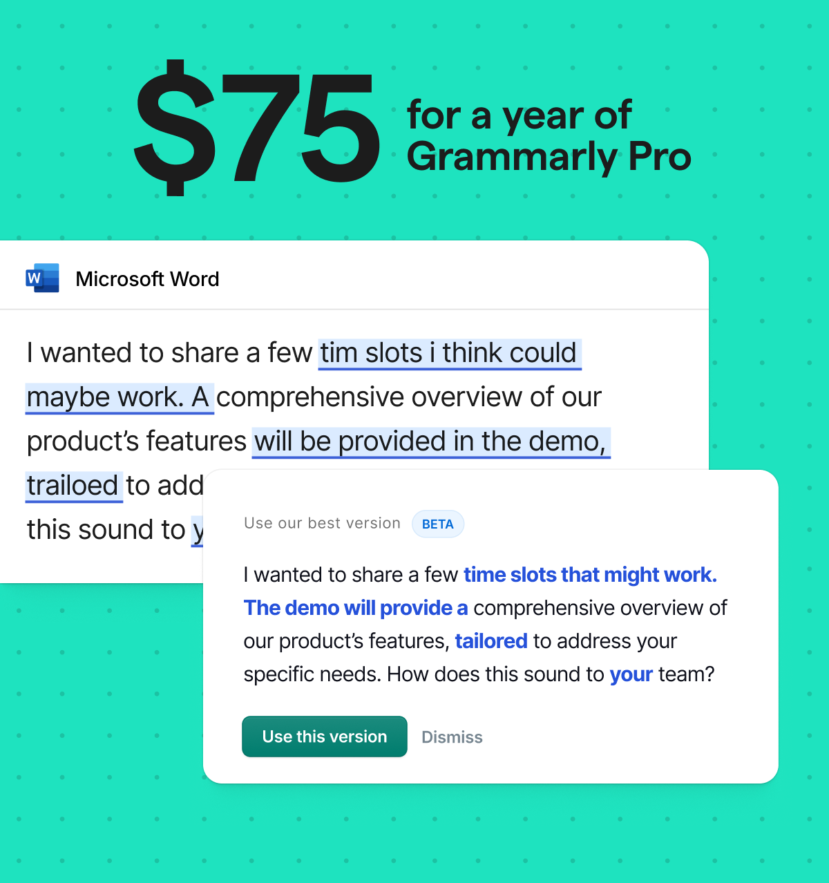 $75 for a Year of Grammarly Pro