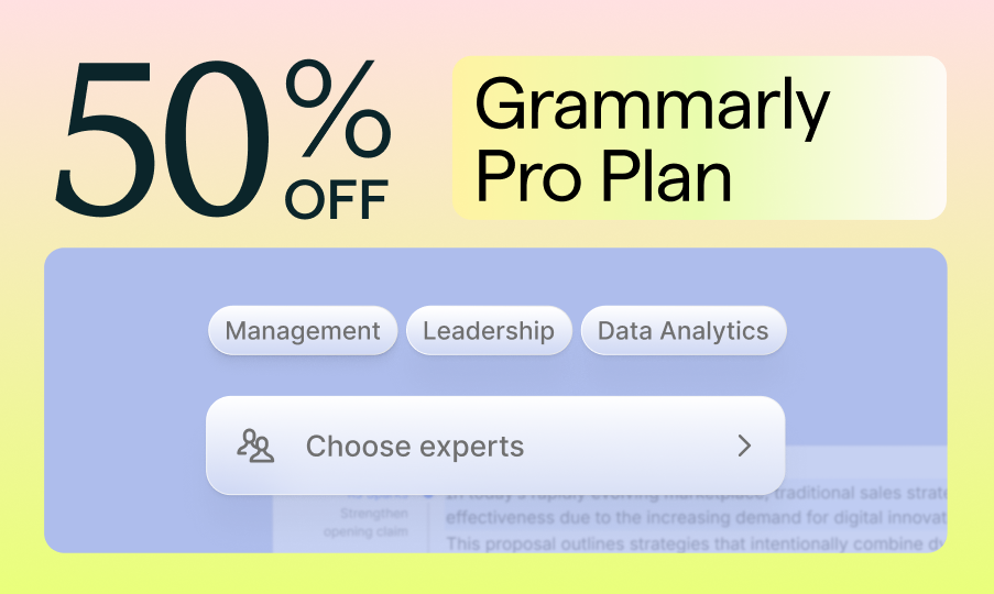 50% off Grammarly Pro Plan