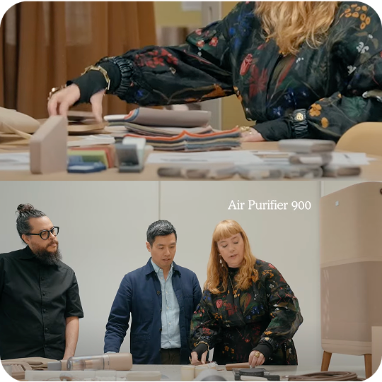 Grupa ludzi wybierająca materiały