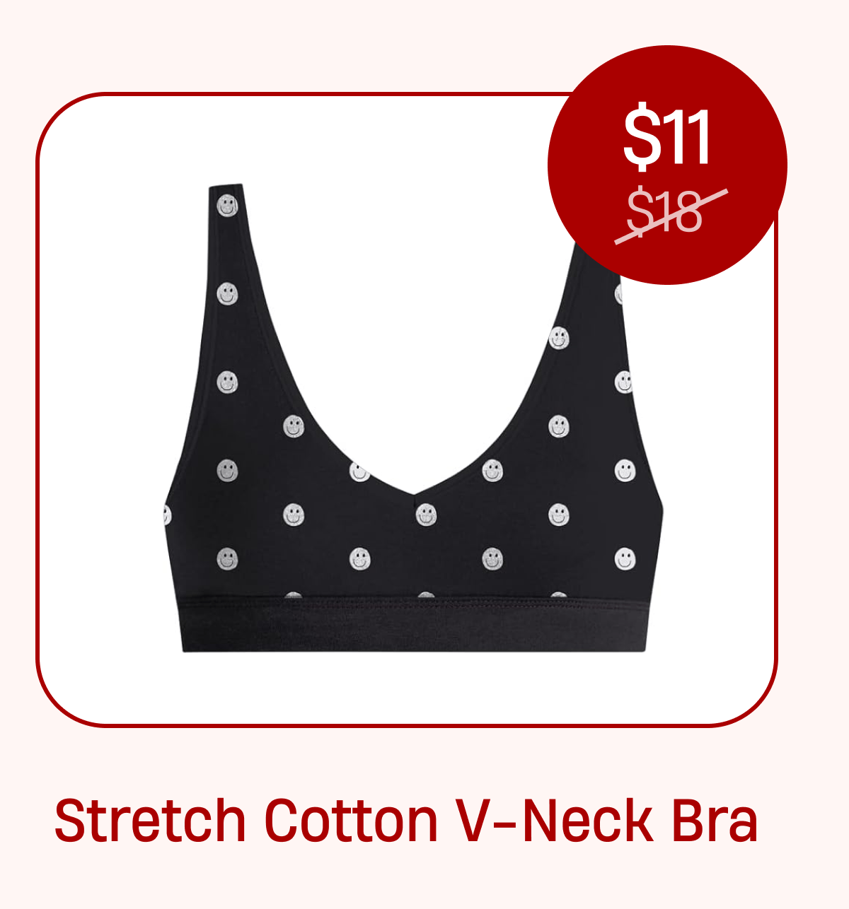 Stretch Cotton V-Neck Bra